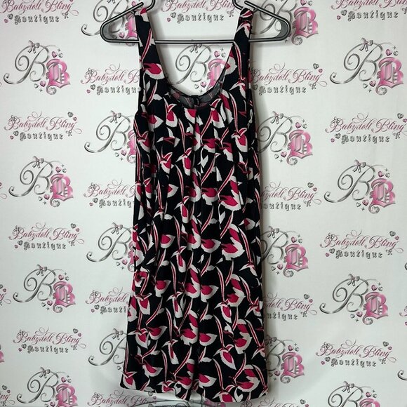 Vero Moda dress floral flowers style Black and Pink Patterned Dress - Picture 1 of 6